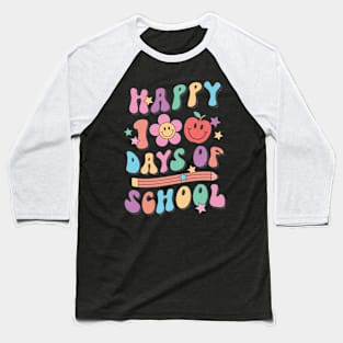 Retro Happy 100 days of School Groovy Gift Baseball T-Shirt